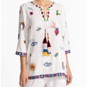 NWT Johnny Was Shirt Multicolor Boho Bamboo Tunic Palm Paisley Women's XL
